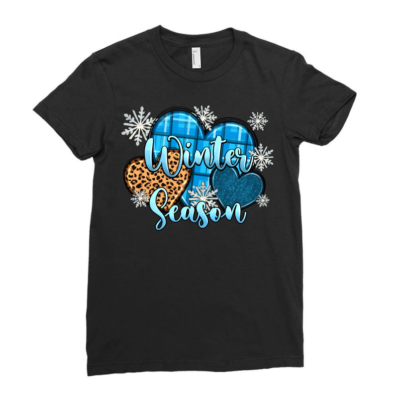 Snow Hearts Winter Season Ladies Fitted T-Shirt by Zillion Design Studio | Artistshot