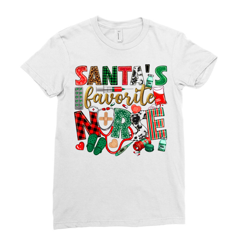 Santa's Favorite Nurse With Stethoscope Ladies Fitted T-Shirt by Neo Western | Artistshot