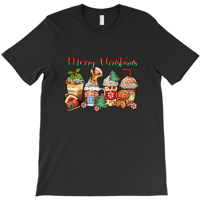 Merry Christmas Gingerbread Coffee Cups T-shirt | Artistshot