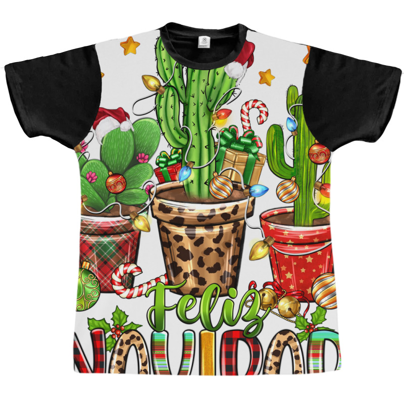 Christmas Cactus Feliz Navidad Graphic T-shirt | Artistshot