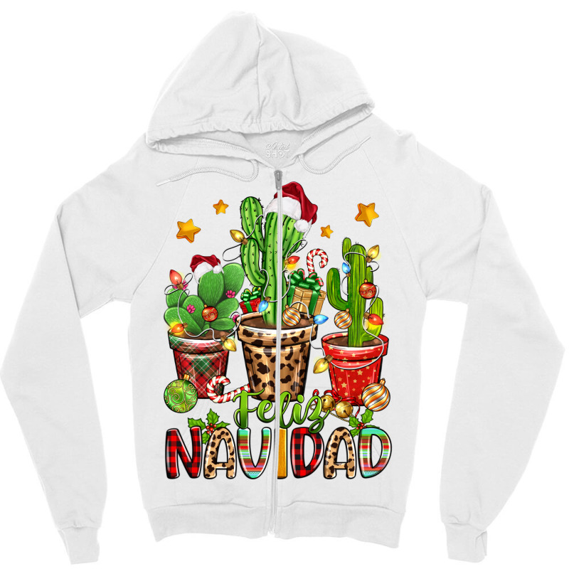 Christmas Cactus Feliz Navidad Zipper Hoodie | Artistshot