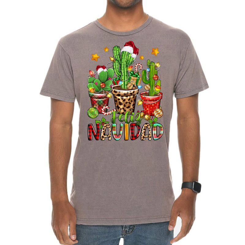 Christmas Cactus Feliz Navidad Vintage T-shirt | Artistshot