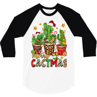 Christmas Cactus Merry Cactmas 3/4 Sleeve Shirt | Artistshot