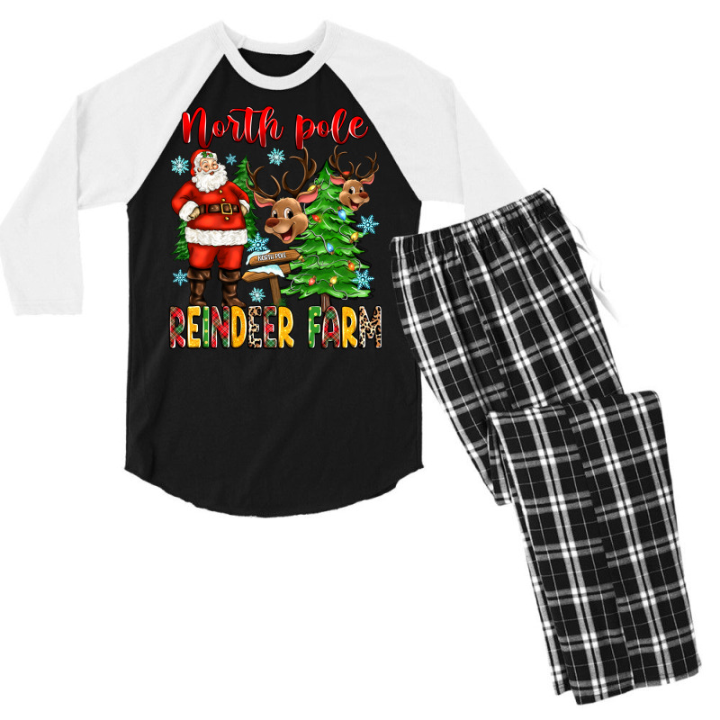 North Pole Reindeer Farm Men's 3/4 Sleeve Pajama Set | Artistshot