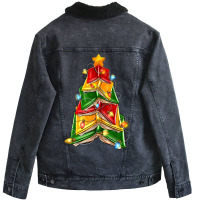 Christmas Book Tree Unisex Sherpa-lined Denim Jacket | Artistshot