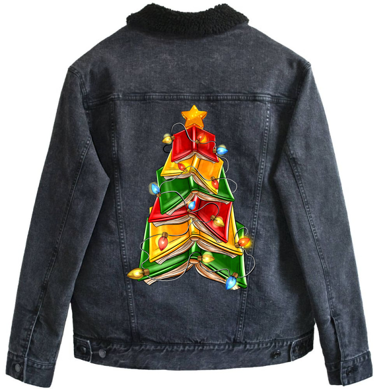 Christmas Book Tree Unisex Sherpa-lined Denim Jacket | Artistshot