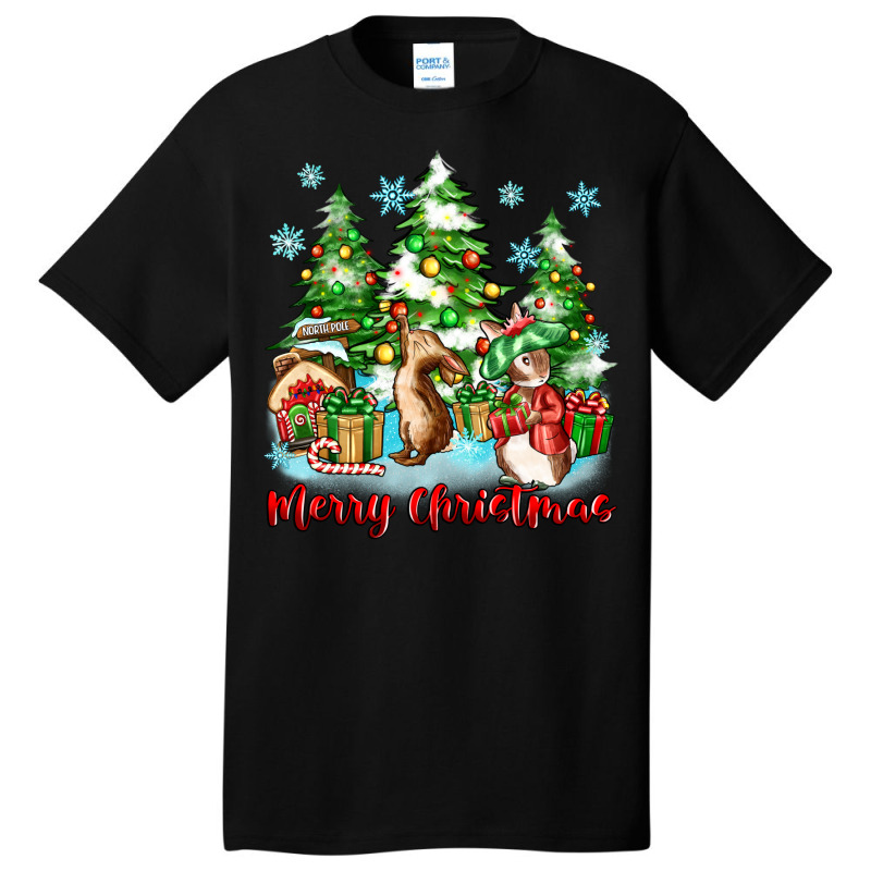 Merry Christmas Rabbits Basic T-shirt | Artistshot