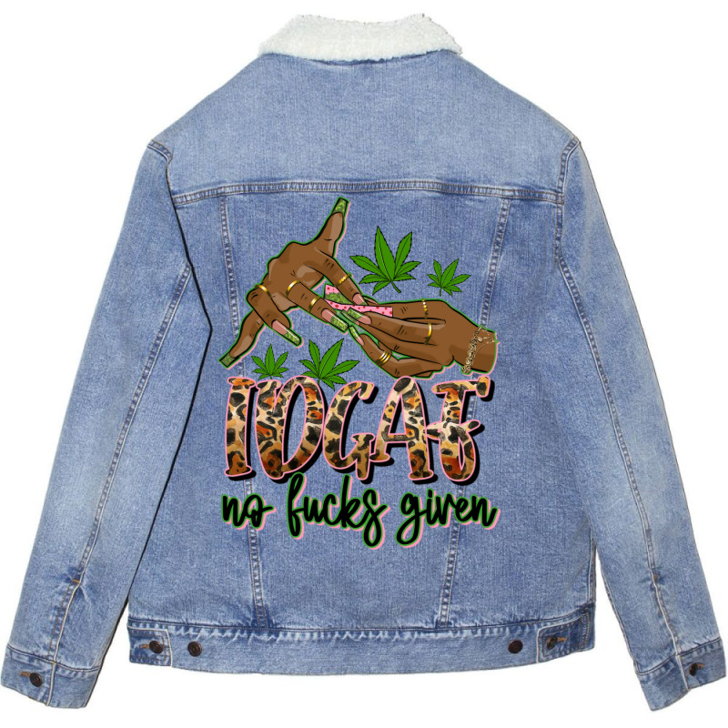 Idgaf No Fucks Given Unisex Sherpa-Lined Denim Jacket by afrowomandigitalshop@gmail.com | Artistshot