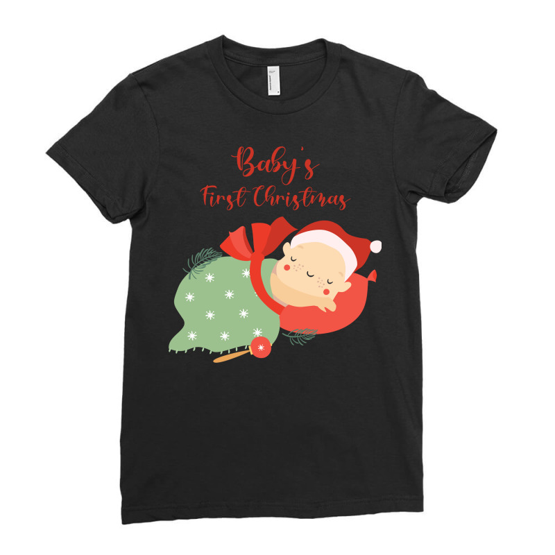 Baby's Fisrt Christmas Ladies Fitted T-Shirt by ŞEN | Artistshot