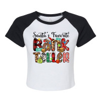 Santa S Favorite Bank Teller Raglan Crop Top | Artistshot