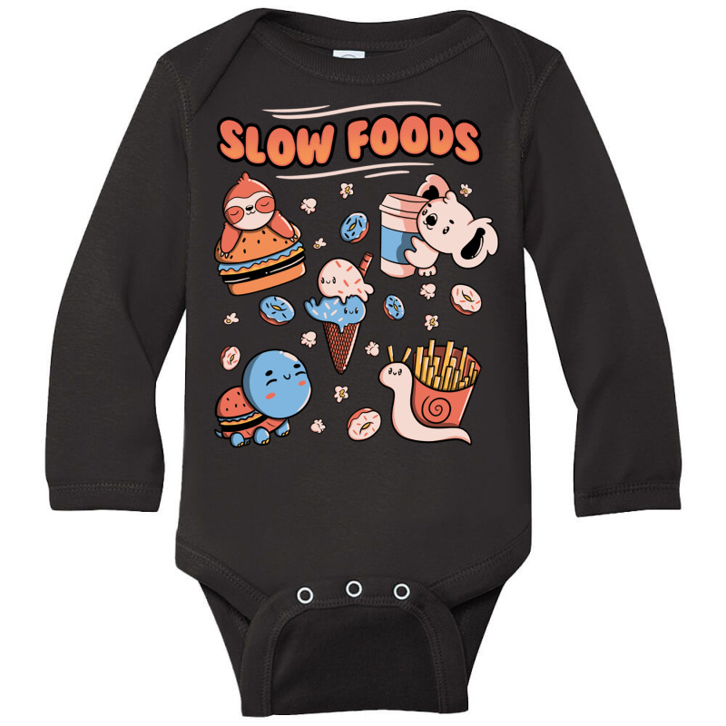 Slow Food Cute Animals Sloth Koala Turtle Snail Fr Long Sleeve Baby Bodysuit by Jeorge | Artistshot