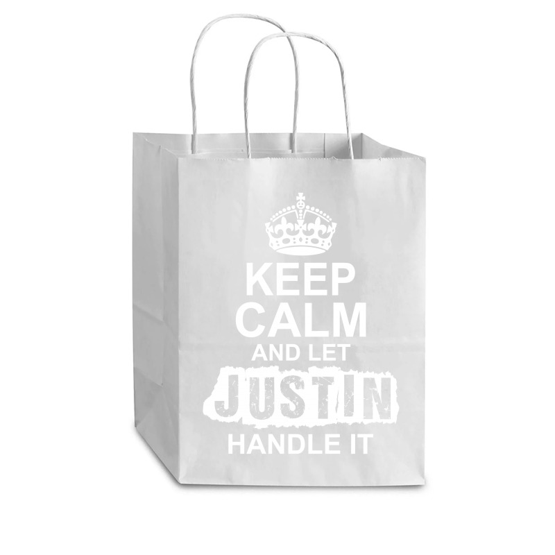 Keep Calm And Let Justin Handle It Cub Paper Bag - 8 X 4 1/2 X 10 1/4 | Artistshot