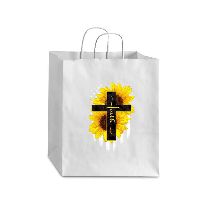 Faith Sunflower Flag Debie Paper Bag - 10 X 5 X 13 | Artistshot