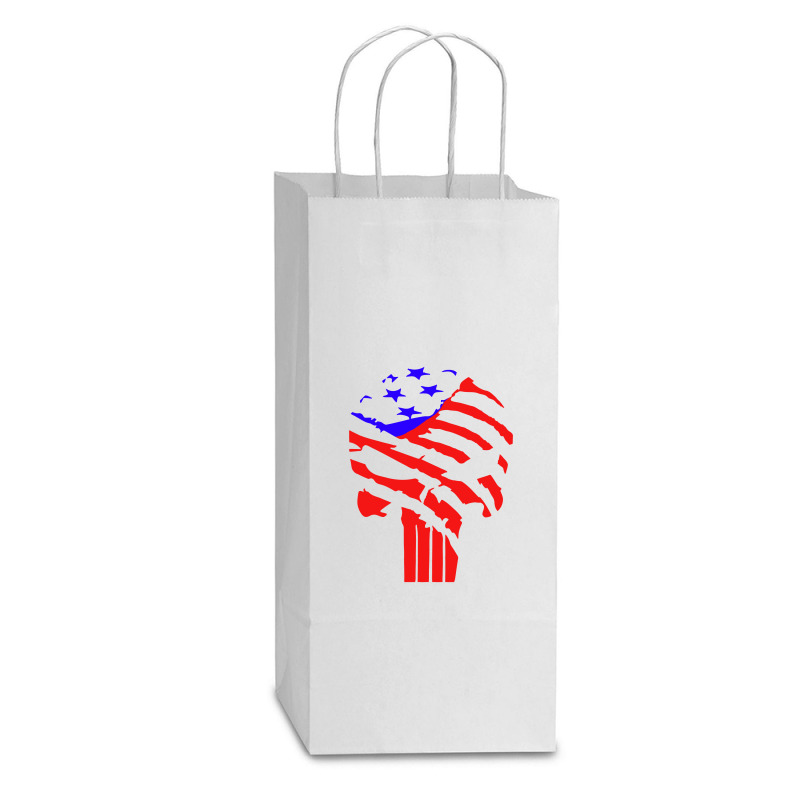 American Flag Punisher Double Wine Paper Bag - 6 1/2 X 3 1/2 X 12 3/8 | Artistshot