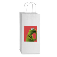 Pondering Kermit Double Wine Paper Bag - 6 1/2 X 3 1/2 X 12 3/8 | Artistshot