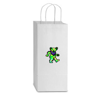 Green Grateful Dancing Hippie Classic Rock Dead Bear Double Wine Paper Bag - 6 1/2 X 3 1/2 X 12 3/8 | Artistshot