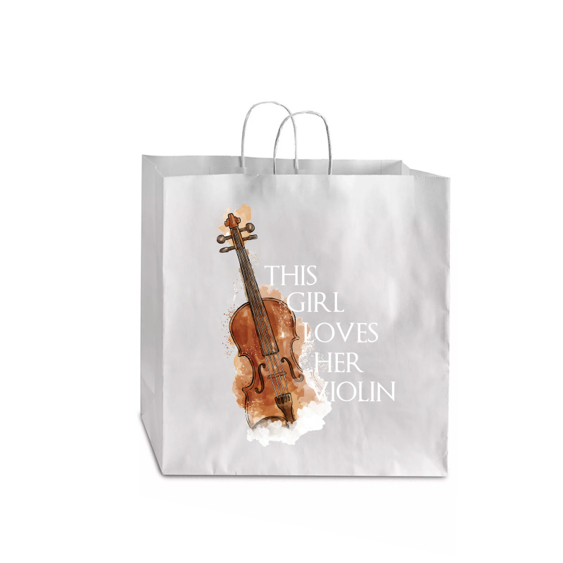 This Girl Loves Her Violin For Dark Jumbo Paper Bag - 18 X 7 X 18 3/4 | Artistshot