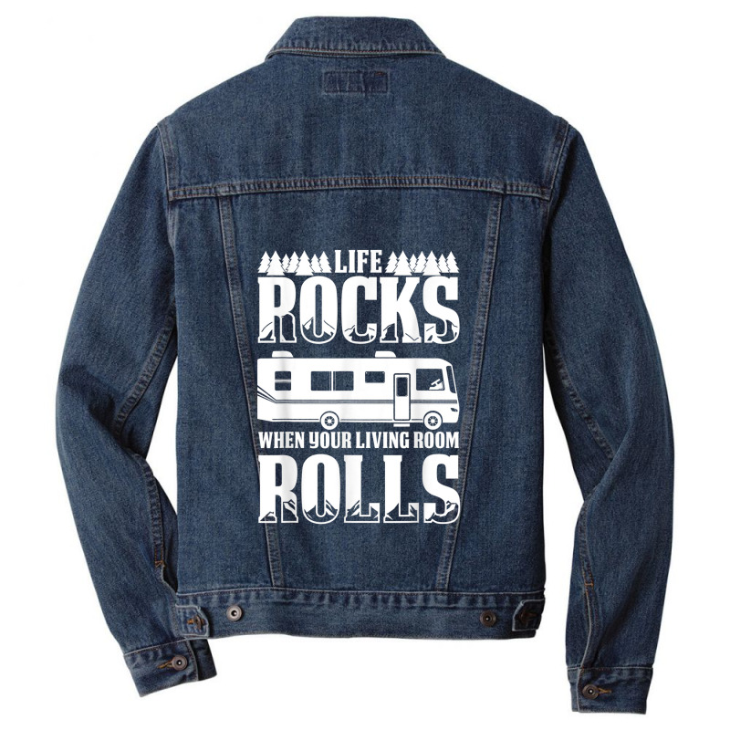 Camping Life Rocks When Living Room Rolls Men Denim Jacket by YenNgoc | Artistshot