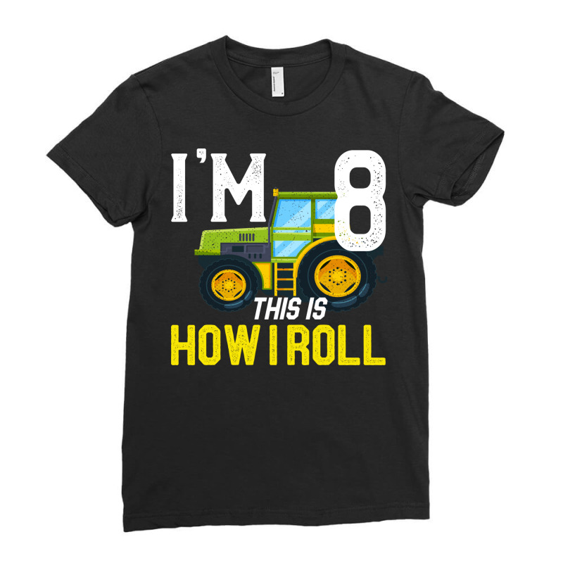 8 Years Old Tractor Farm Lovers Tee Birthday Ladies Fitted T-Shirt by binly | Artistshot