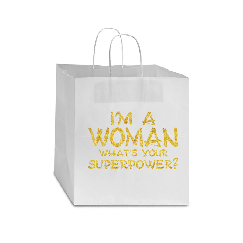 I'm A Woman What's Your Super Power Star Paper Bag - 13 X 7 X 13 | Artistshot