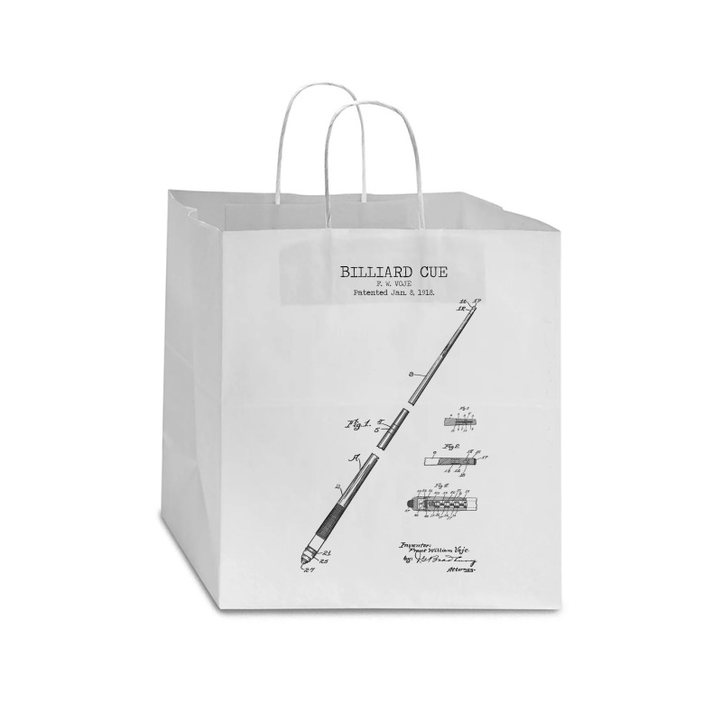 Billiard Cue Patent Star Paper Bag - 13 X 7 X 13 | Artistshot