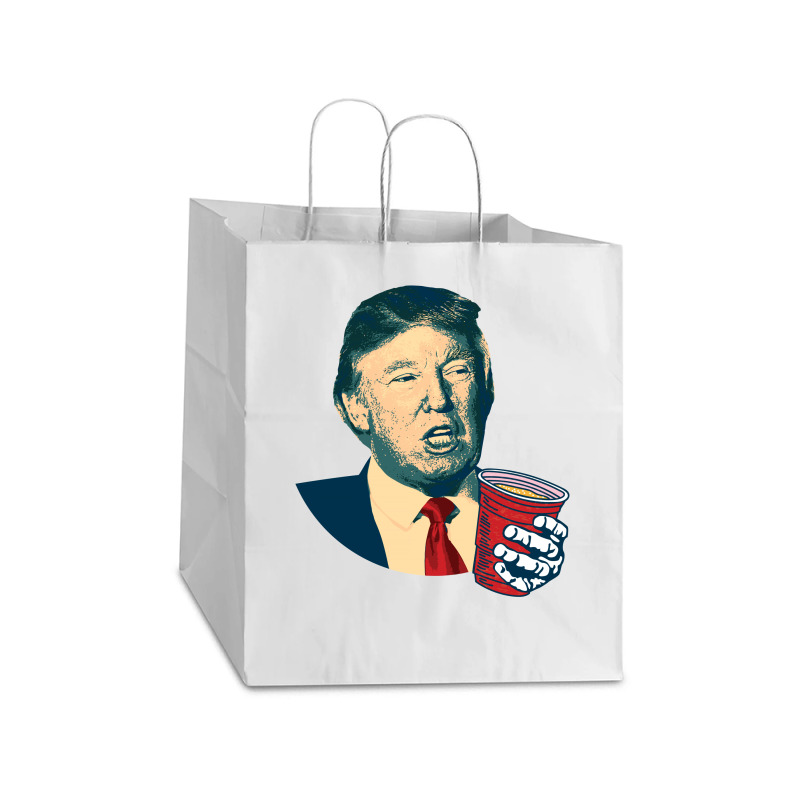 Donald Trump Celebrating 4th Of July Take Out Paper Bag - 14 X 10 X 15 1/2 | Artistshot