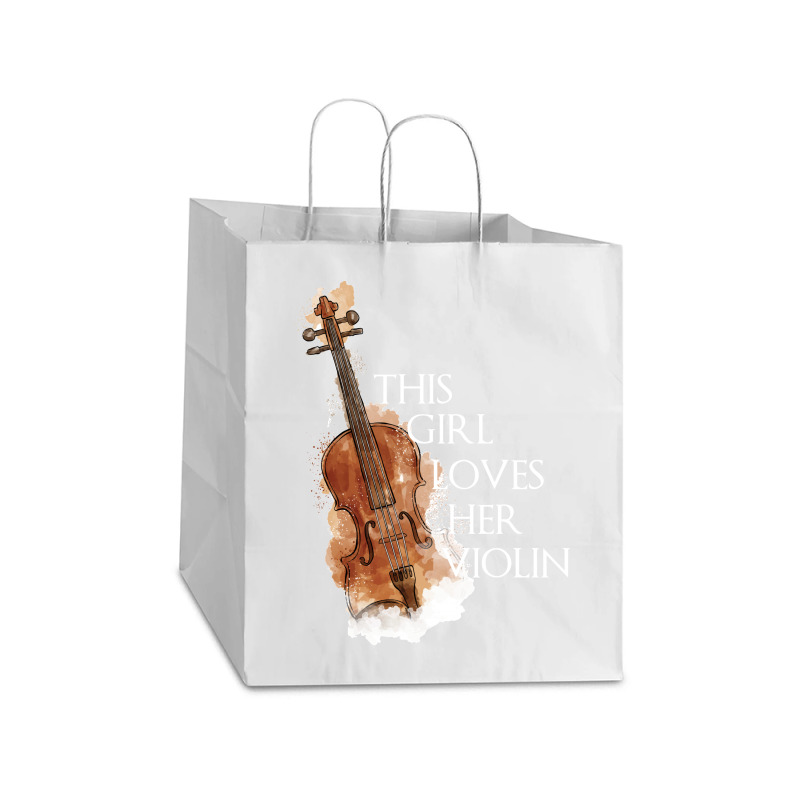 This Girl Loves Her Violin For Dark Take Out Paper Bag - 14 X 10 X 15 1/2 | Artistshot