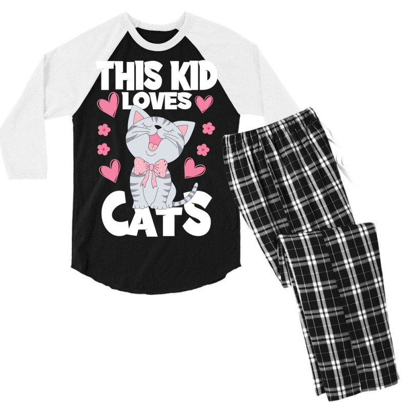 This Kid Loves Cats I Kids Cat Love Men's 3/4 Sleeve Pajama Set By ...