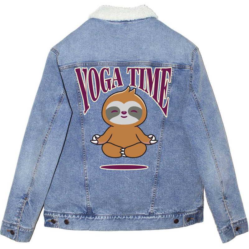 Sloth Yoga Time I Meditation Pilates Unisex Sherpa-Lined Denim Jacket by binly | Artistshot