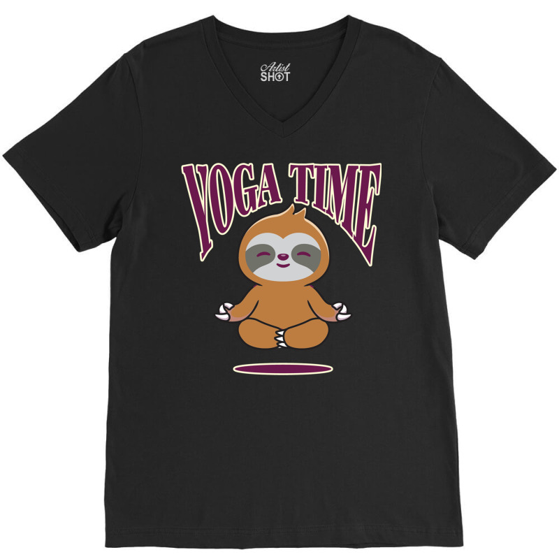 Sloth Yoga Time I Meditation Pilates V-Neck Tee by binly | Artistshot