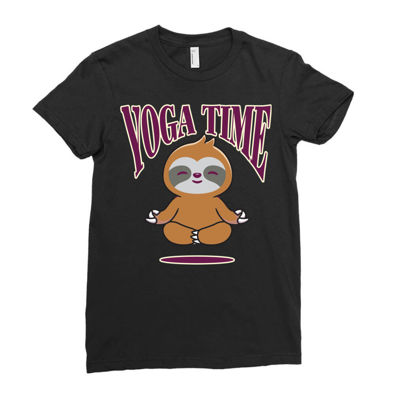 Sloth Yoga Time I Meditation Pilates Ladies Fitted T-Shirt by binly | Artistshot