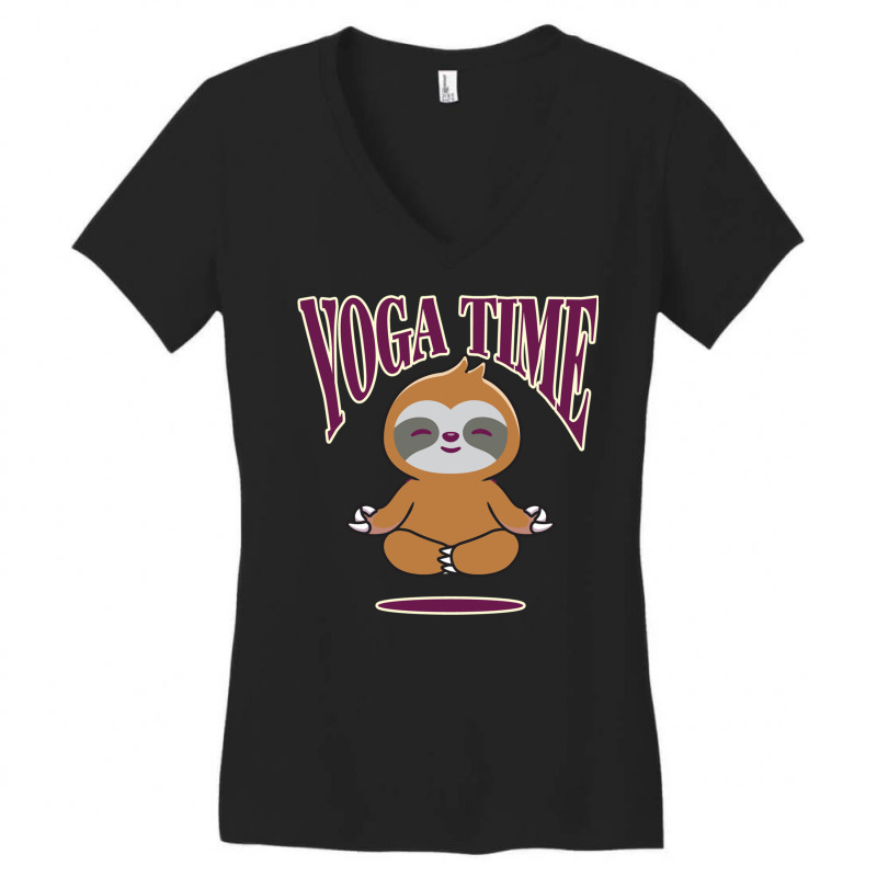 Sloth Yoga Time I Meditation Pilates Women's V-Neck T-Shirt by binly | Artistshot