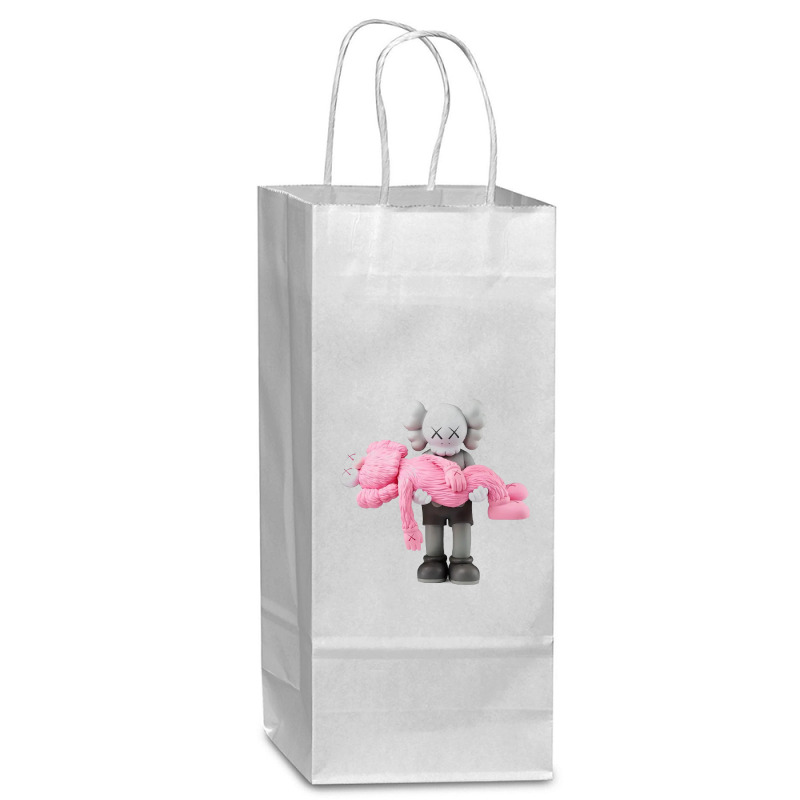 'kaws' Helping Pink Wine Paper Bag - 5 1/2 X 3 1/4 X 13 | Artistshot