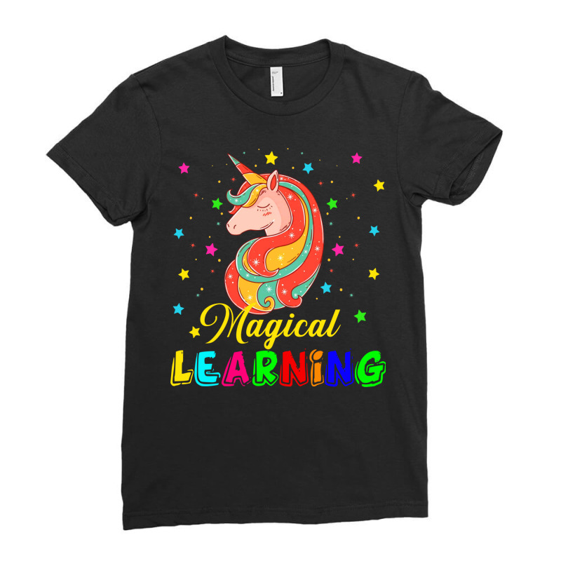 Magical Learning Star Unicorn Ladies Fitted T-Shirt by binly | Artistshot