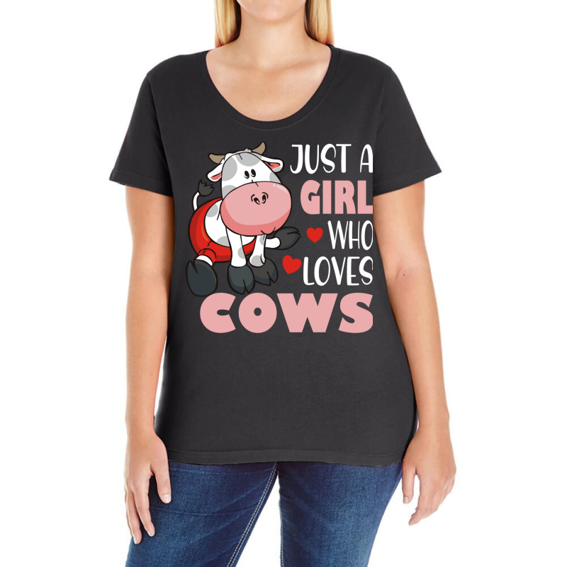 Just A Girl Who Loves Cows I Moo Cow Farmer Ladies Curvy T-Shirt by binly | Artistshot