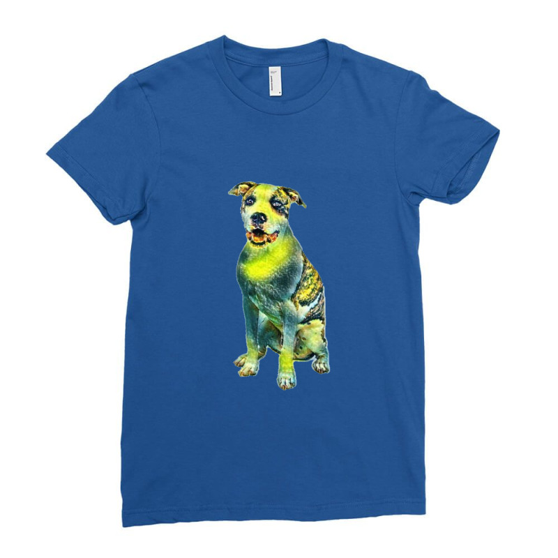 Smiling American Staffordshir Ladies Fitted T-Shirt by Kemnabi | Artistshot