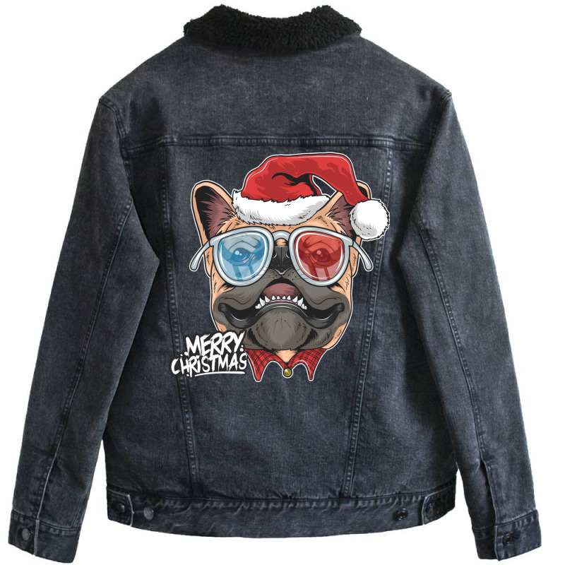 Pug Puppy Dog Santa Claus Christmas Cute Dog Face Unisex Sherpa-lined Denim Jacket | Artistshot