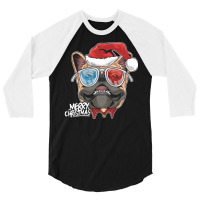 Pug Puppy Dog Santa Claus Christmas Cute Dog Face 3/4 Sleeve Shirt | Artistshot