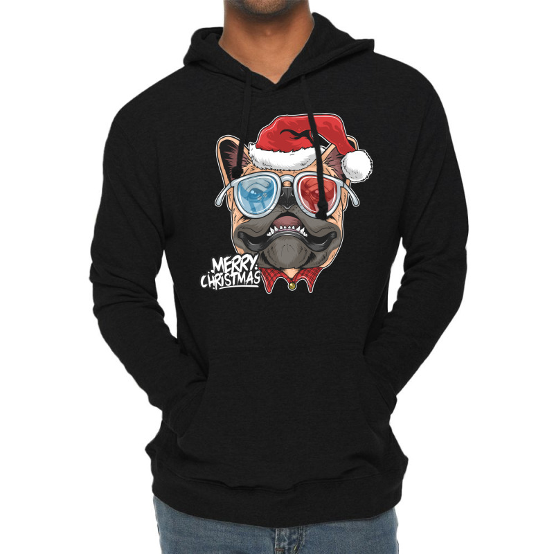 Pug Puppy Dog Santa Claus Christmas Cute Dog Face Lightweight Hoodie | Artistshot