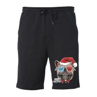 Pug Puppy Dog Santa Claus Christmas Cute Dog Face Fleece Short | Artistshot