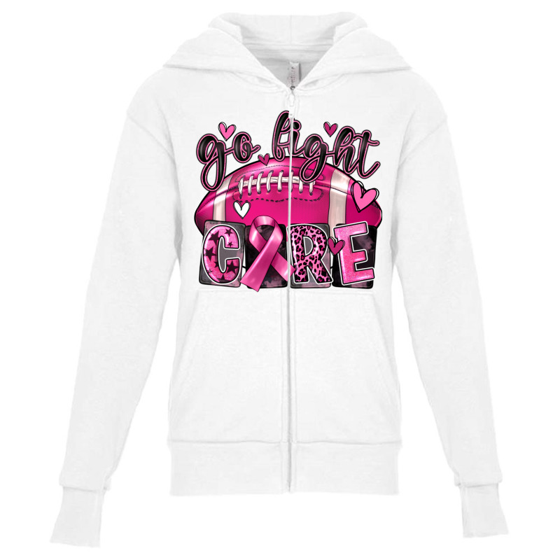 Go Fight Cure Football Youth Zipper Hoodie by FaDigitalArtStudio | Artistshot