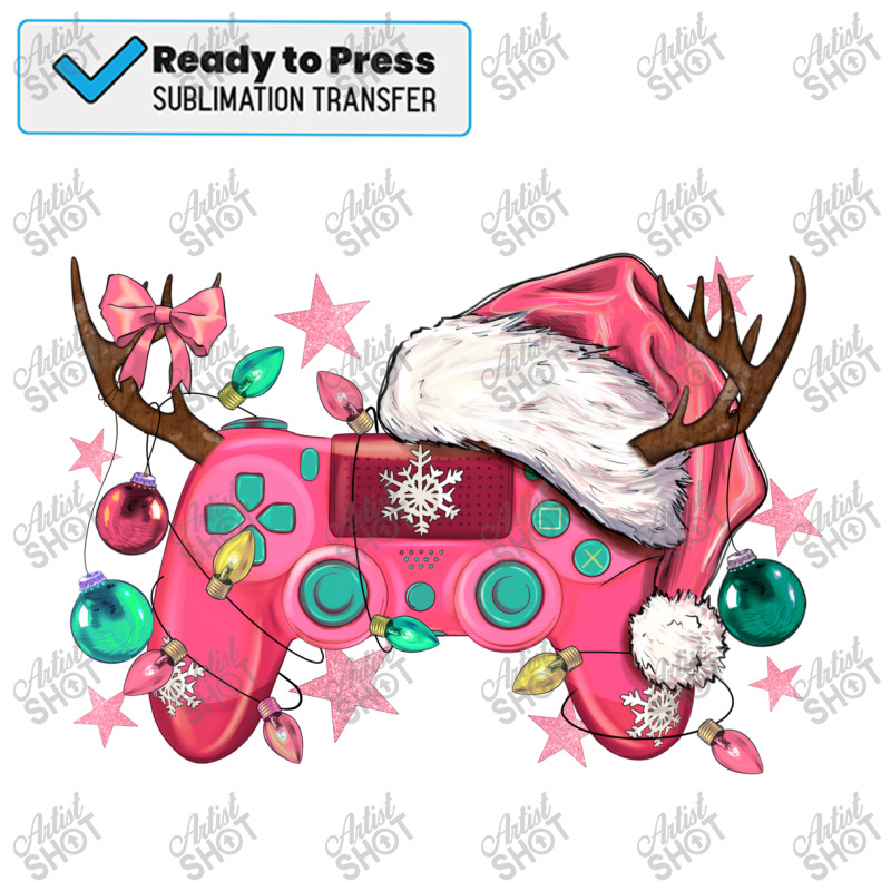 Pink Christmas Game Controller Sublimation Transfer | Artistshot