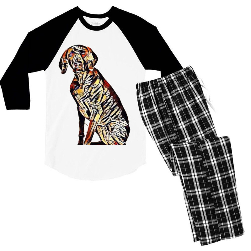 Custom An Inquisitive Weimaraner Dog Men s 3 4 Sleeve Pajama Set