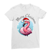 Pink Flamingo  - Merry Christmas Ladies Fitted T-shirt | Artistshot