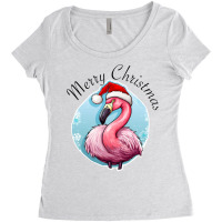 Pink Flamingo  - Merry Christmas Women's Triblend Scoop T-shirt | Artistshot