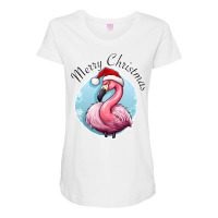 Pink Flamingo  - Merry Christmas Maternity Scoop Neck T-shirt | Artistshot