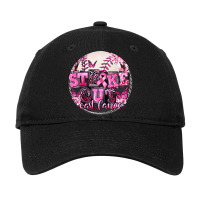 Strike Out Breast Cancer Baseball Adjustable Cap - Leatherette Patch | Artistshot