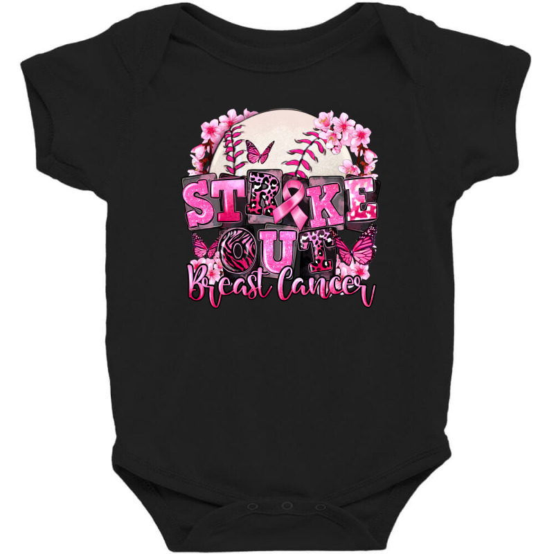 Strike Out Breast Cancer Baseball Baby Bodysuit by FaDigitalArtStudio | Artistshot