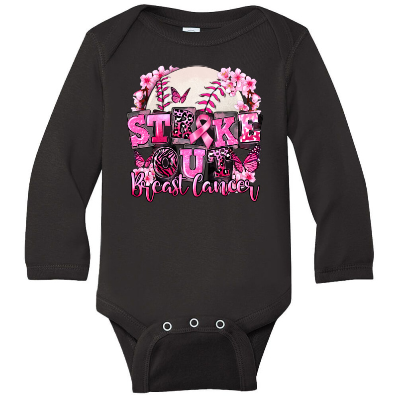 Strike Out Breast Cancer Baseball Long Sleeve Baby Bodysuit by FaDigitalArtStudio | Artistshot