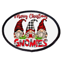 Merry Christmas Gnomies Oval Patch | Artistshot